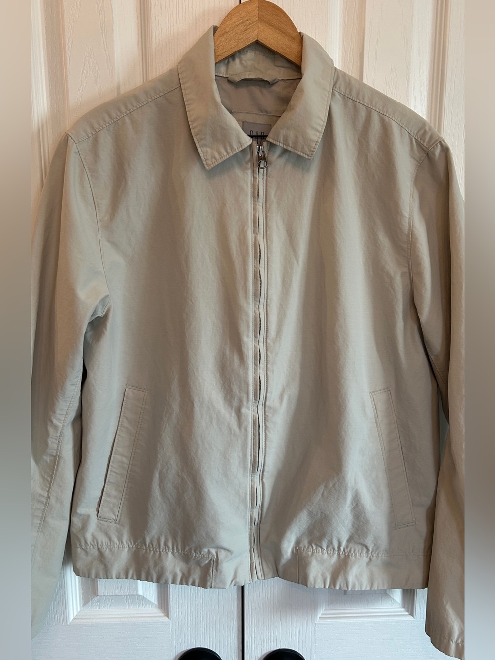 GAP Harrington Golf Jacket Beige Cotton Blend Full Zip Men's M EUC